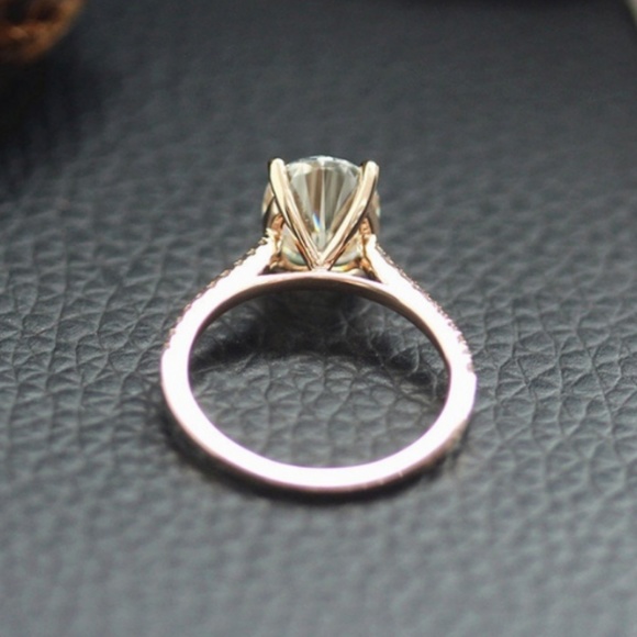 14k Rose Gold Plated Oval Moissanite Solitaire - Picture 2 of 3